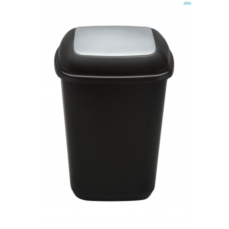 Cos plastic pentru reciclare selectiva, capacitate 28l, PLAFOR Quatro - negru cu capac gri