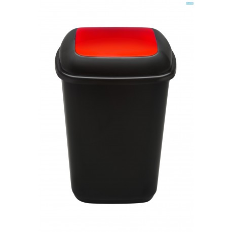 Cos plastic pentru reciclare selectiva, capacitate 45l, PLAFOR Quatro - negru cu capac rosu
