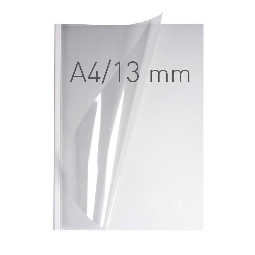 Coperti plastic PVC cu sina metalica 13mm, OPUS Easy Open - transparent cristal/alb