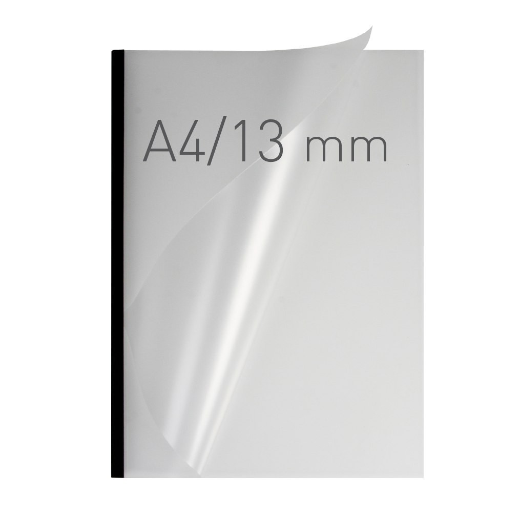 Coperti plastic PVC cu sina metalica 13mm, OPUS Easy Open - transparent mat/negru