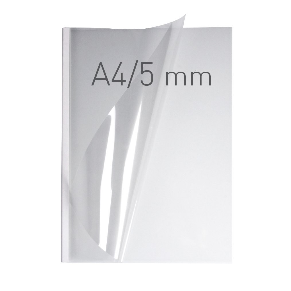 Coperti plastic PVC cu sina metalica 5mm, OPUS Easy Open - transparent cristal/alb