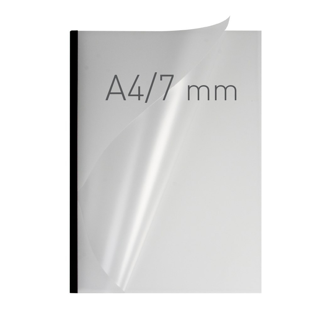 Coperti plastic PVC cu sina metalica 7mm, OPUS Easy Open - transparent mat/negru