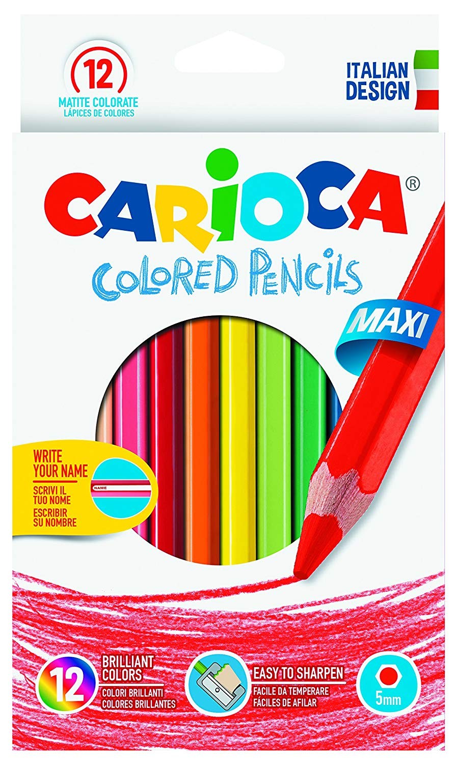 Creioane colorate CARIOCA Maxi, hexagonale, 12 culori/cutie