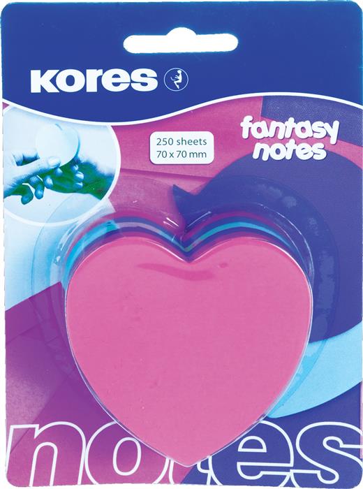 Notite autoadezive Kores cu forme pretaiate: inima, 250 file/bucata, diverse culori