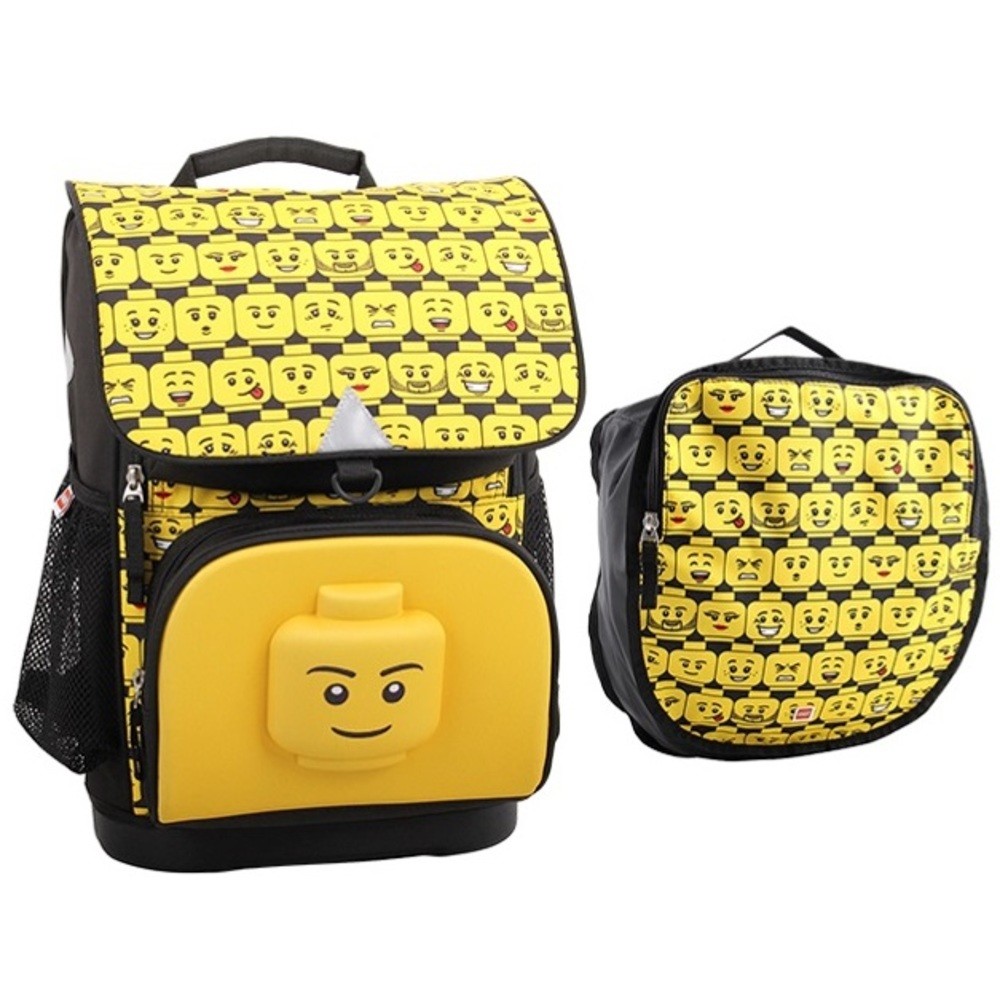 Ghiozdan scoala Optimo + sac sport, LEGO Core Line - design Minifigures Heads