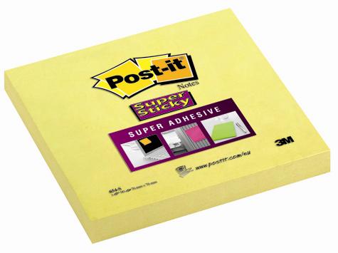 Notite adezive Post-it Super Sticky, 76 x 76 mm, 90 file, galben