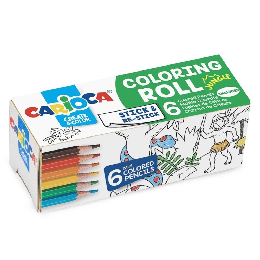 CARIOCA Coloring Roll Mini, 10 x 85 cm/rola, hartie autoadeziva - Jungle