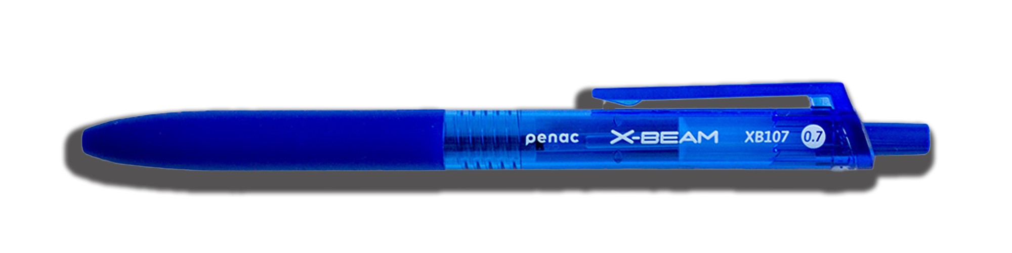 Pix PENAC X-Beam XB-107, rubber grip, 0.7mm, clema plastic, corp albastru - scriere albastra