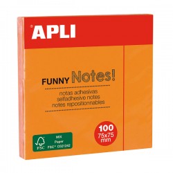 Notite adezive Apli, 75 x 75 mm, 100 file, orange