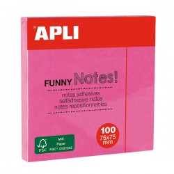 Notite adezive Apli, 75 x 75 mm, 100 file, roz