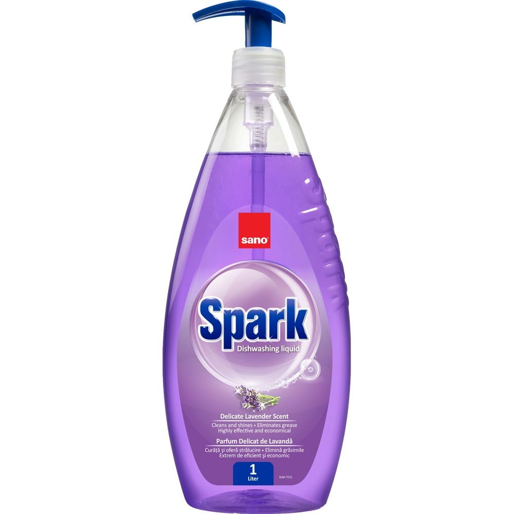 Detergent lichid pentru degresarea vaselor,1 litru, SANO Spark - cu miros de lavanda