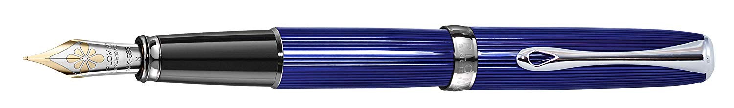 DIPLOMAT Excellence A2 - Sky-Line Blue Chrome - stilou cu penita M, aurita 14kt.