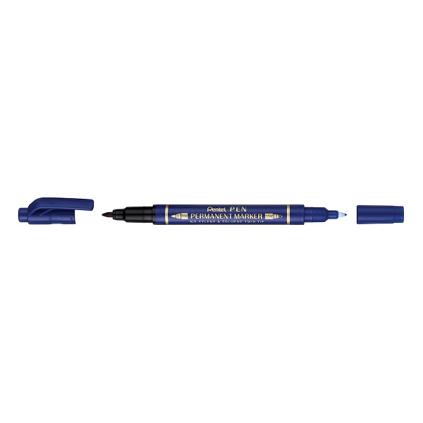 Marker permanent Pentel TWIN TIP 0.3/1.2 mm, albastru