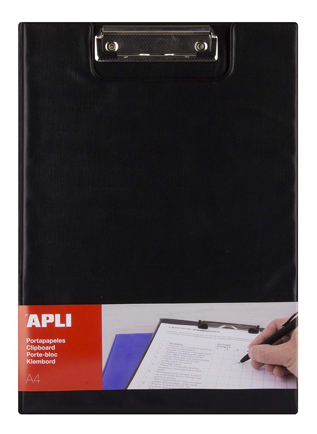 Clipboard dublu Apli, format A4, realizat din polipropilena, negru