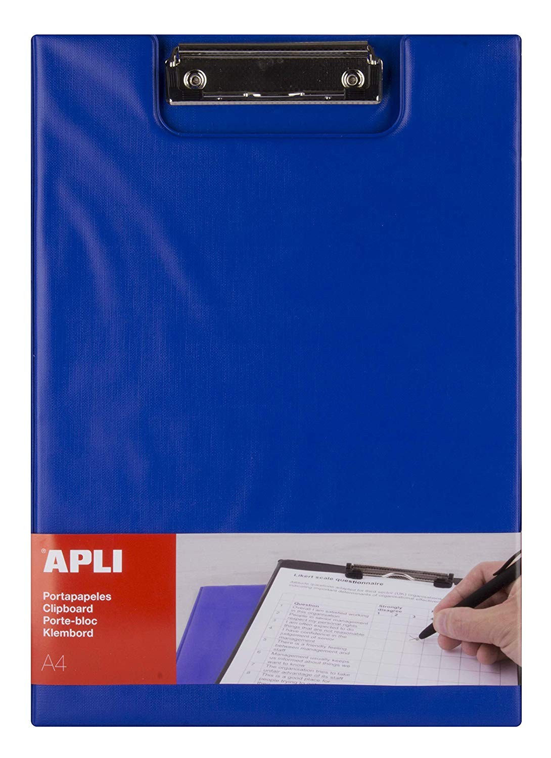 Clipboard dublu Apli, format A4, realizat din polipropilena, albastru