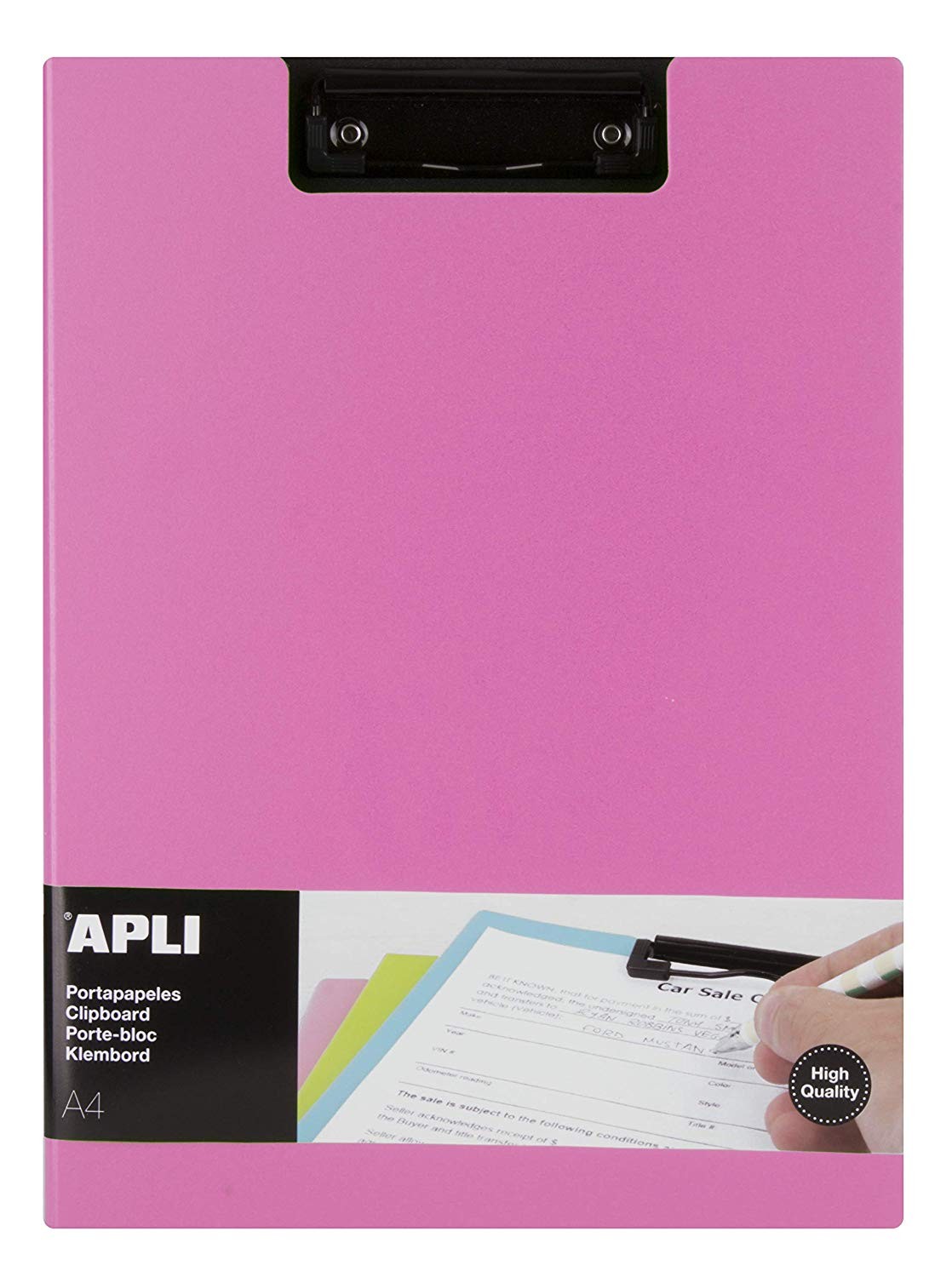 Clipboard dublu premium Apli, format A4, realizat din polipropilena, roz