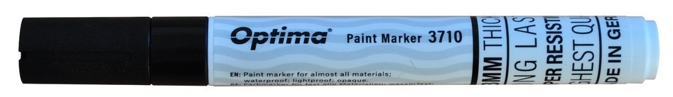 Marker cu vopsea Optima Paint 3710, varf rotund 4.5mm, grosime scriere 2-3mm - negru