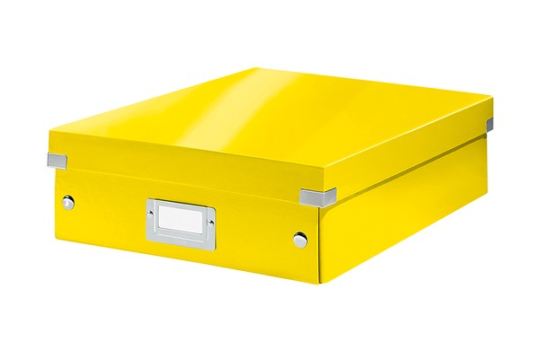 Cutie depozitare LEITZ WOW Click & Store Organizer, carton laminat, medie, galben