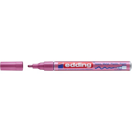 Marker permanent Edding 751 cu vopsea, corp metalic, varf rotund, 1-2 mm, roz metalic