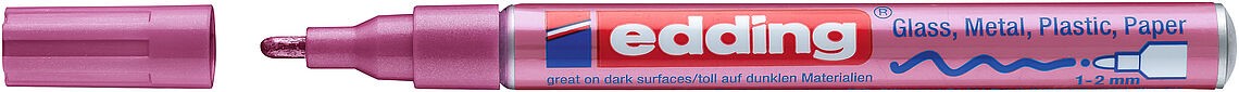 Marker permanent Edding 751 cu vopsea, corp metalic, varf rotund, 1-2 mm, roz metalic