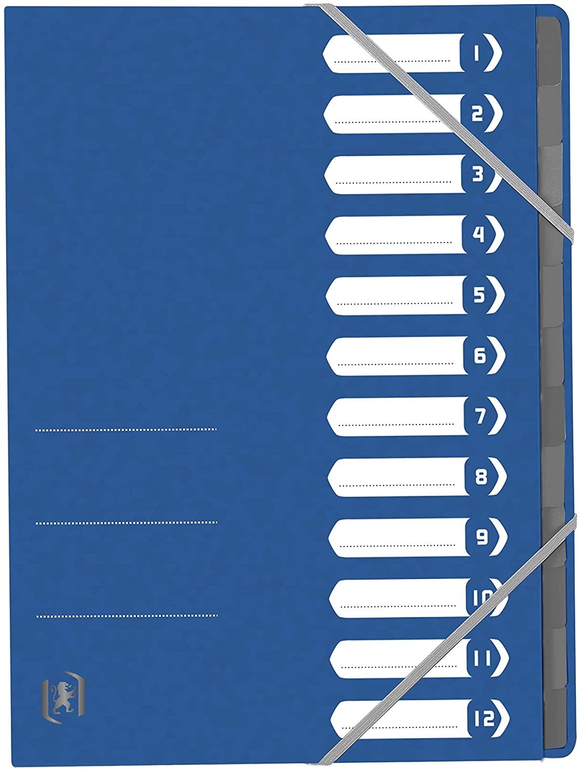 Mapa carton pentru sortare cu 12 separatoare si index, elastic pe colturi, OXFORD Top File - albastru