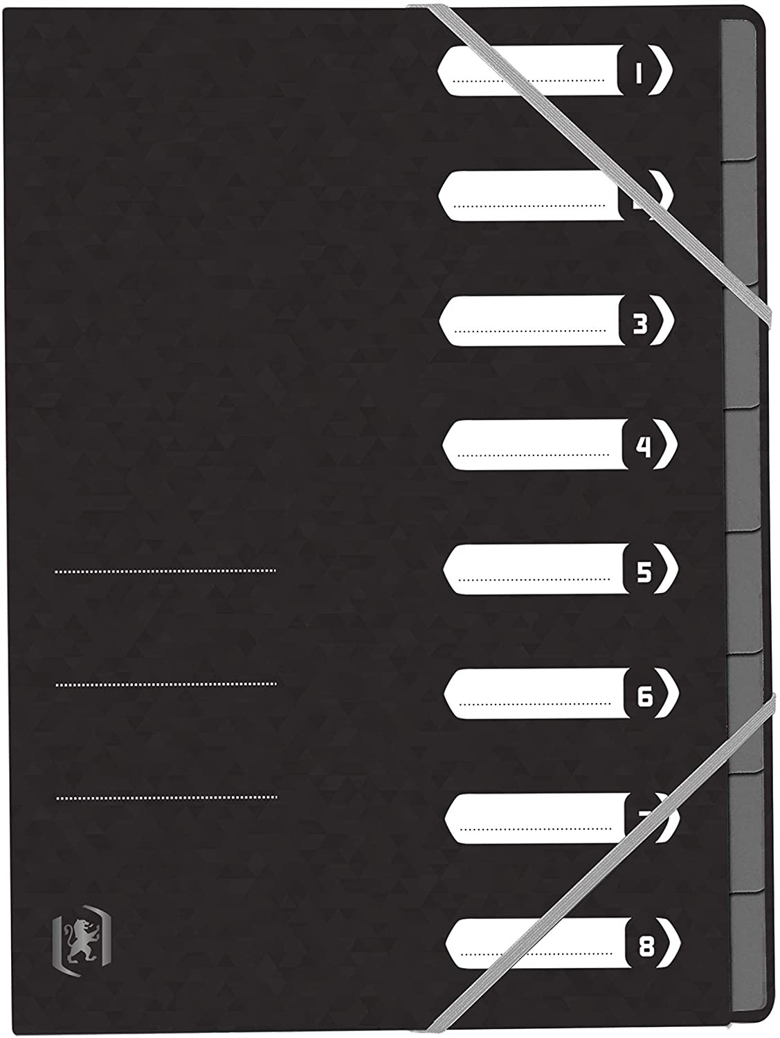 Mapa carton pentru sortare cu 8 separatoare si index, elastic pe colturi, OXFORD Top File - negru