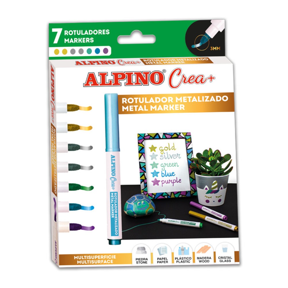 Set ALPINO Crea + METALIX marker, 7 culori/set