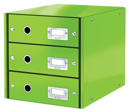 Cabinet cu sertare Leitz WOW Click & Store, 3 sertare, carton laminat, A4, verde