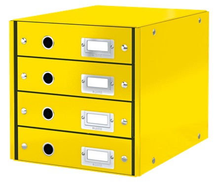 Cabinet cu sertare LEITZ WOW Click & Store, 4 sertare, carton laminat, A4, galben