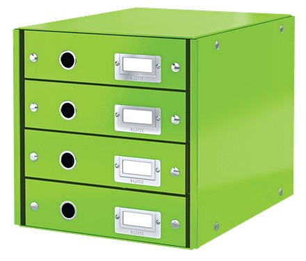 Cabinet cu sertare LEITZ WOW Click & Store, 4 sertare, carton laminat, A4, verde