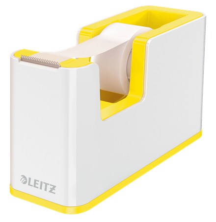 Dispenser banda adeziva LEITZ WOW, PS, banda inclusa, culori duale, alb-galben
