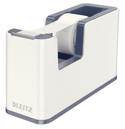 Dispenser banda adeziva LEITZ WOW, PS, banda inclusa, culori duale, alb-gri