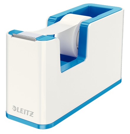 Dispenser banda adeziva LEITZ WOW, PS, banda inclusa, culori duale, alb-albastru