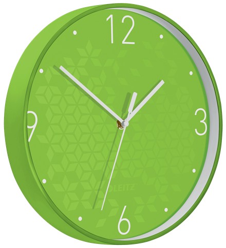 Ceas pentru perete Leitz WOW, silentios, rotund, 29 cm, verde