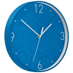 Ceas pentru perete Leitz WOW, silentios, rotund, 29 cm, albastru