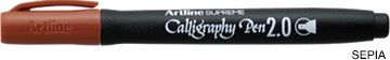 Marker ARTLINE Supreme Calligraphy, varf tesit din fetru 2.0mm - maro