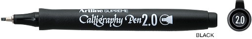 Marker ARTLINE Supreme Calligraphy, varf tesit din fetru 2.0mm - negru