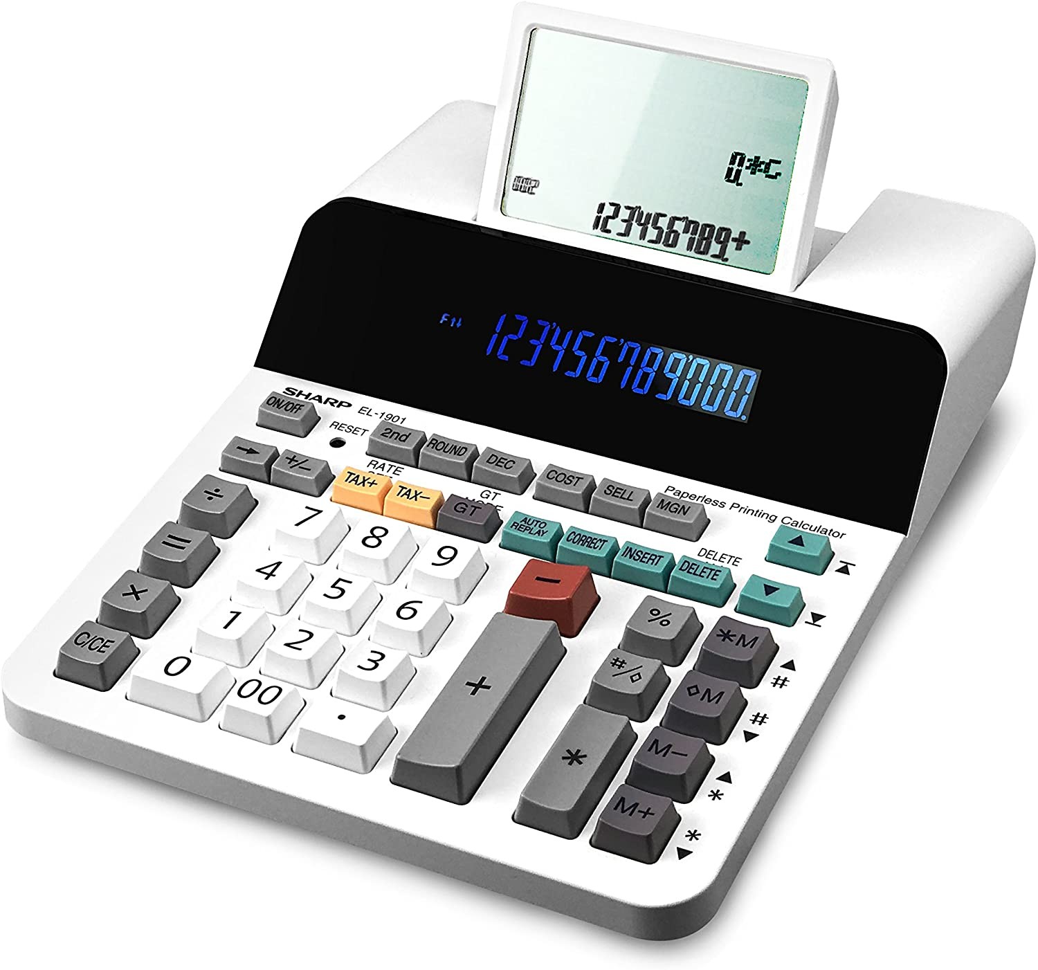 Calculator cu printare pe afisaj (fara rola hartie), 12 digits, 327 x 221 x 78 mm, SHARP EL-1901 - gri