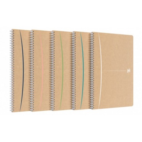 Caiet cu spirala A4, OXFORD Touareg, 90 file - 90g/mp, coperta carton reciclat, cul. nisip/asortate - matematica