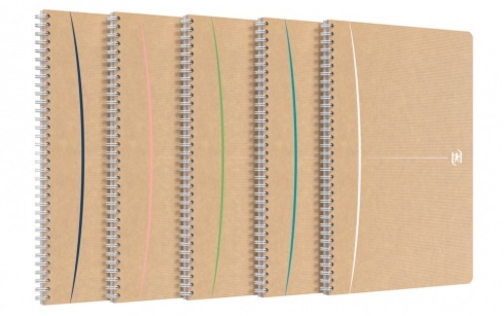 Caiet cu spirala A4, OXFORD Touareg, 90 file - 90g/mp, coperta carton reciclat, culoare nisip/asortate - matematica