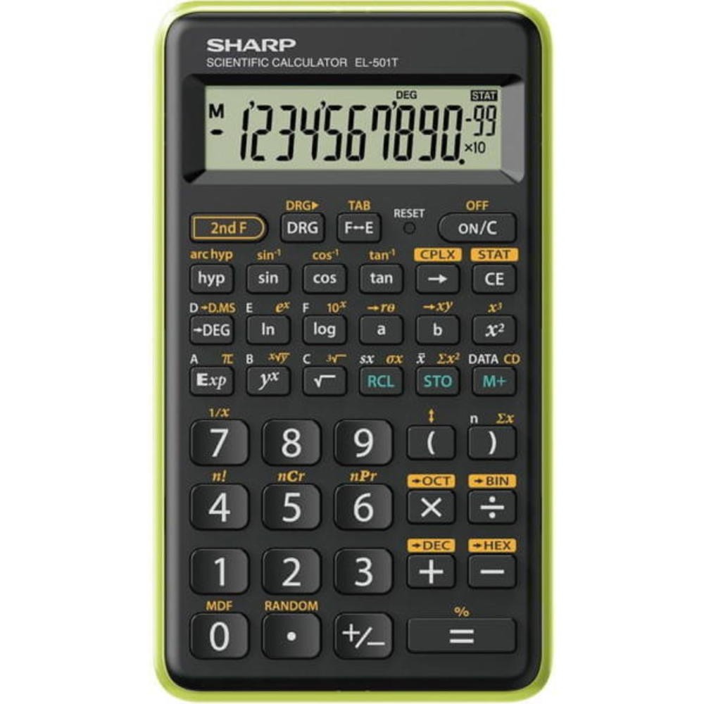 Calculator stiintific, 10 digits, 131 functiuni, 144 x 75 x 10 mm, SHARP EL-501TBGR - negru/verde