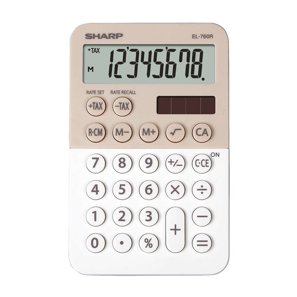Calculator de birou, 8 digits, 120 x 76 x 23 mm, dual power, SHARP EL-760RBLA - bej/alb