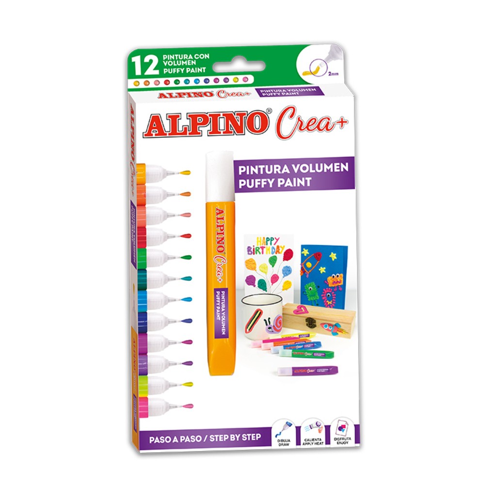 Set ALPINO Crea + 3D Paint marker, 12 culori/set