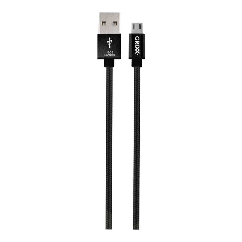 Cablu date GRIXX Optimum - Micro USB to USB, impletit, lungime 1m - negru