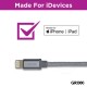 Cablu date GRIXX Optimum - 8-pin to USB Apple MFI License, impletit, lungime 1m - gri