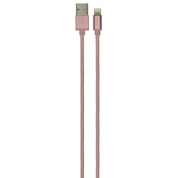 Cablu date GRIXX Optimum - 8-pin to USB Apple MFI License, impletit, lungime 1m - aur roz