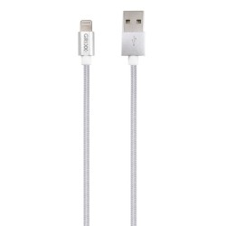 Cablu date GRIXX Optimum - 8-pin to USB Apple MFI License, impletit, lungime 3m - alb