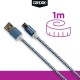 Cablu date GRIXX - Micro USB to USB, impletit, lungime 1m - albastru/alb