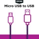 Cablu date GRIXX - Micro USB to USB, impletit, lungime 1m - mov