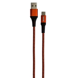 Cablu date GRIXX - USB-C to USB, impletit, lungime 1m - rosu/negru